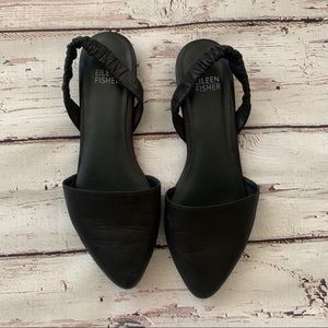 Eileen Fisher Tula leather sling back pointy flat